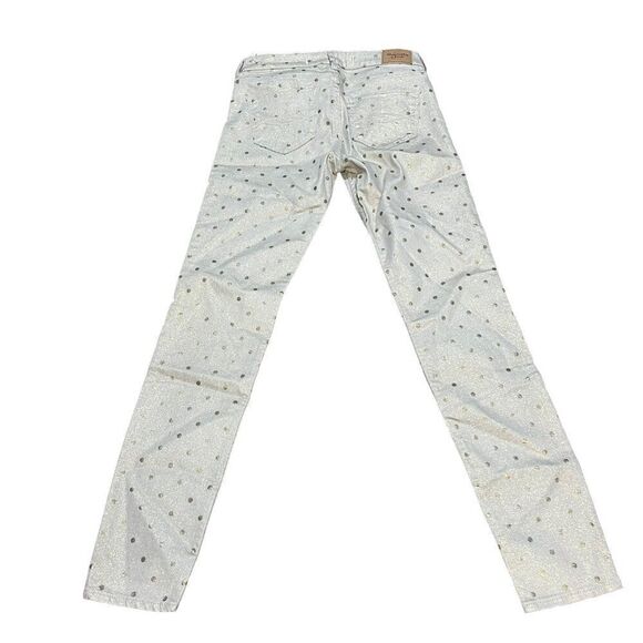 Abercrombie & Fitch Silver Gold Polka Dot Skinny Jeans Size 2R W26 NEW MSRP $88 - Picture 2 of 7